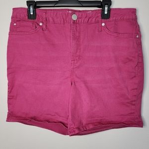 Seven7 Colored Denim Longer Summer Shorts, Magenta Pink, Women's 14
